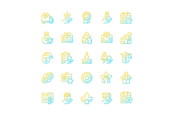 Bonuses Gradient Linear Vector Icons Set: Graphics and Icons for Branding