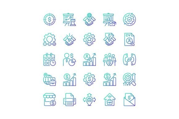 Business Management Gradient Linear Icon Graphics and Icons Review