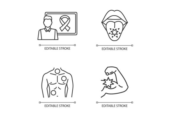 Cancer Linear Icon Set Graphics and Icons Review