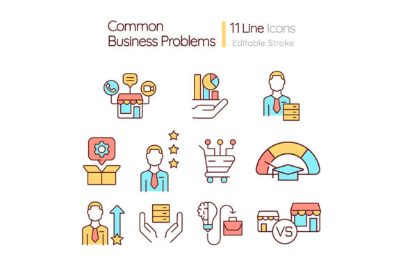Common Business Problems RGB Color Icons Graphics Review