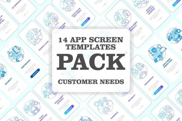 Customer Needs Mobile App Screen Bundle Graphics