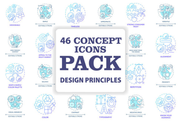 Design Principles Concept Icons Bundle for Graphics and Icons
