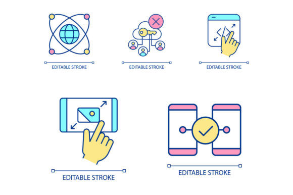 Digital Literacy and Skills Color Icons: A Review for Graphics and Icons