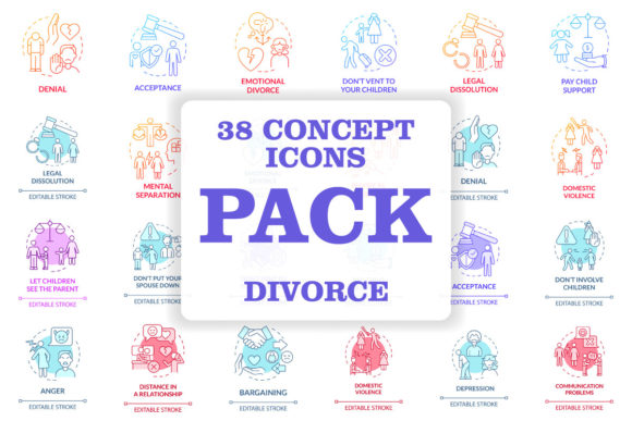 Divorce Concept Icons Bundle Graphics and Icons Review