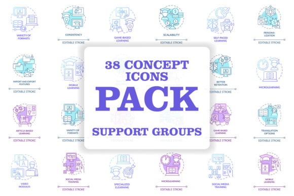 Elearning Platform and Techniques Icons: Graphics and Icons Review