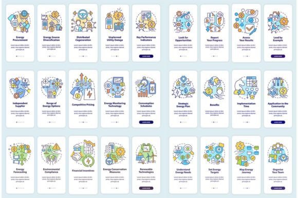 Energy Management Mobile App Screen Set Graphics & Graphic Templates