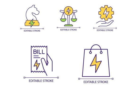 Energy Strategy RGB Color Icon Set for Graphics and Icons