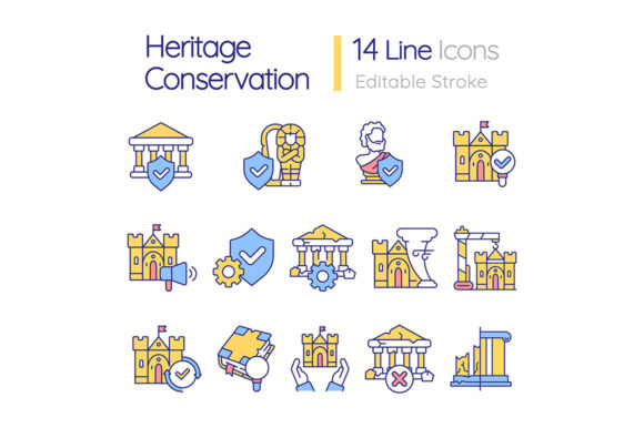 Heritage Conservation RGB Color Icons Graphics and Icons Review