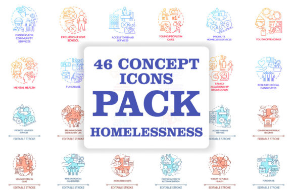 Homelessness Concept Icons Bundle Graphics and Icons