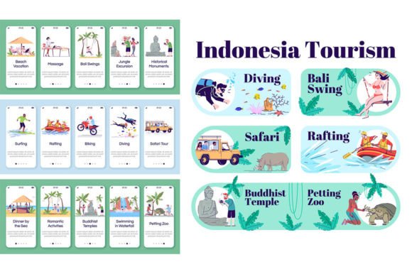Indonesia Tourism App Screen Templates Graphics Review