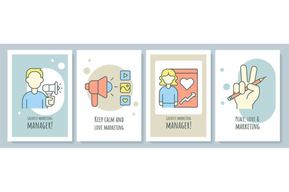 Marketing Greeting Cards with Icons Graphics & Graphic Templates Review
