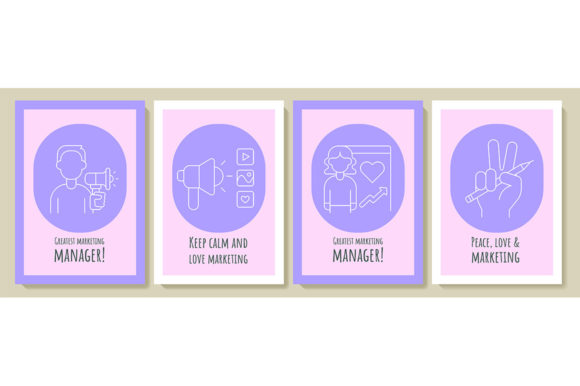 Marketing Manager Postcards with Icons Graphics Review