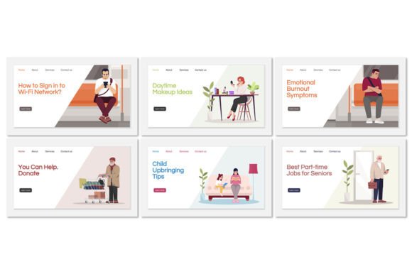Metro Characters Landing Page Templates: Modern Graphics for Brand Identity