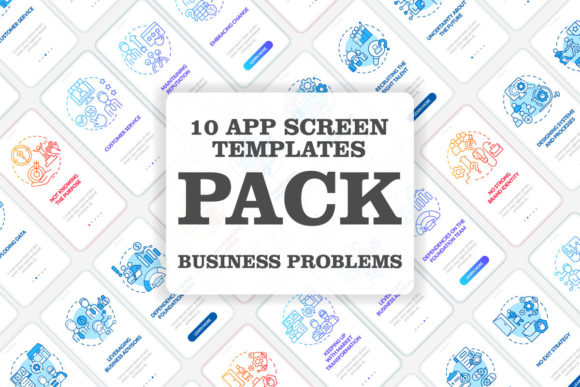 Regular Business Issues Mobile App Set Graphics and Graphic Templates