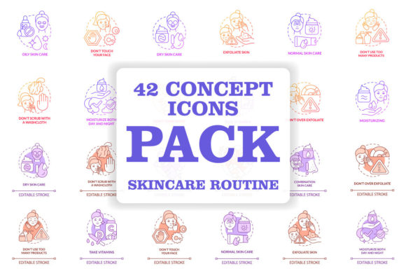 Skincare Routine Concept Icons Bundle Graphics and Icons