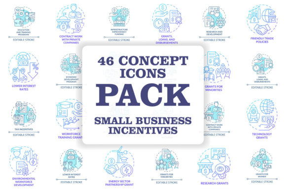 Small Business Incentives Concept Icons Graphics Review
