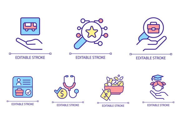 Social Assistance RGB Color Svg Icon Set Review