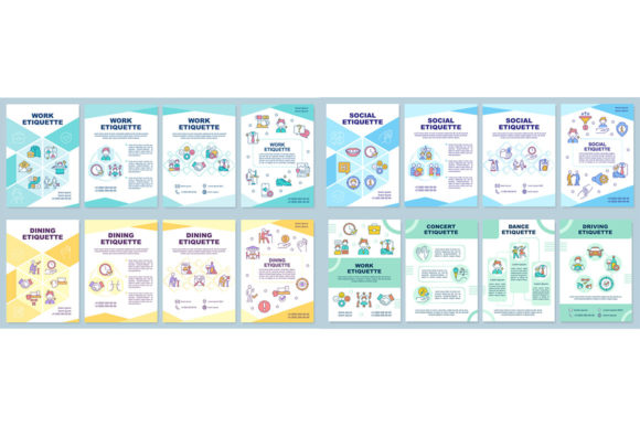 Social Etiquette Brochure Template Set Graphics