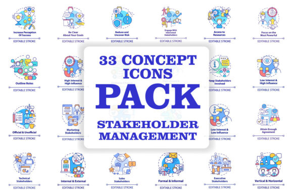 Stakeholder Management Icons Bundle: Graphics and Icons for Business Templates