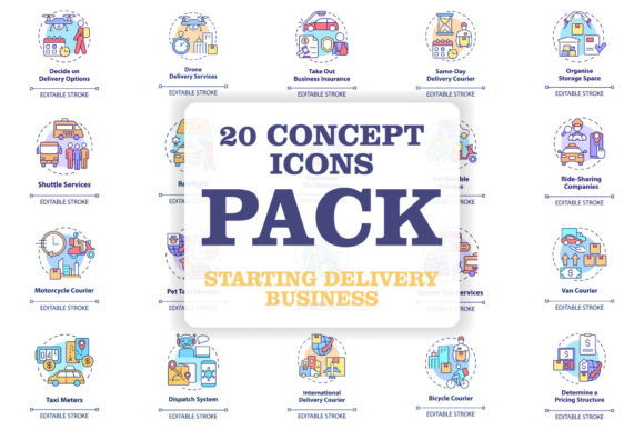 Starting Delivery Business Concept Icons Graphics