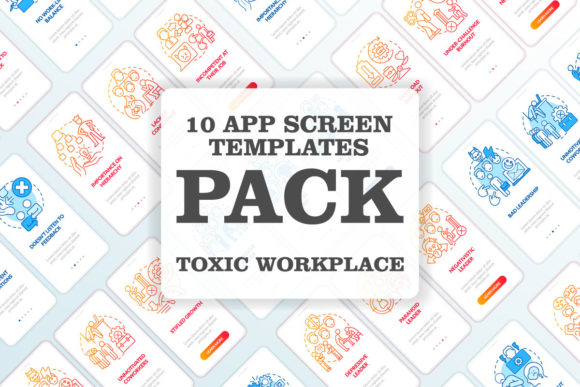Toxic Work Environment Mobile App Screen Graphics and Graphic Templates