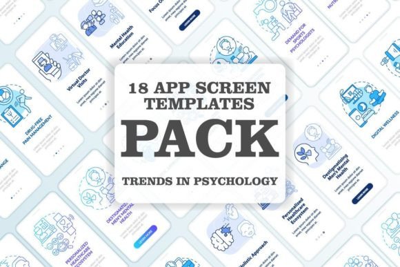 Trends in Psychology Mobile App Screens Graphics for Editorial Templates